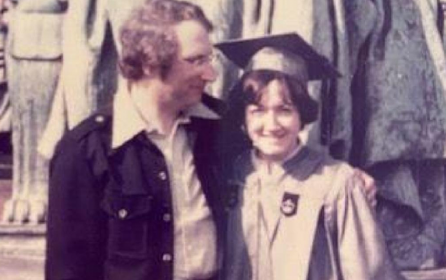 Jon Mostel '70SEAS and Rebecca Mostel '75TC at Columbia graduation